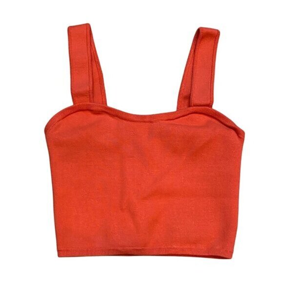 Wilfred Womens Orange Crop Top Sleeveless Tank‎ Ribbed Knit Fabric Size S - Picture 1 of 5